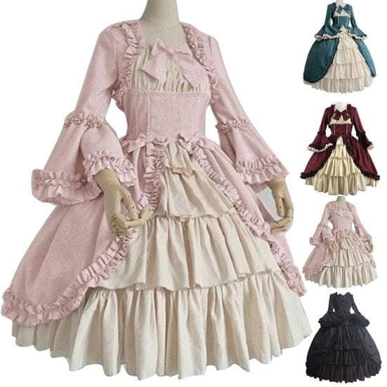 Lady Retro szögletes nyakú feszes derék, masnis középkori ruha, cosplay parti jelmez cm zöld