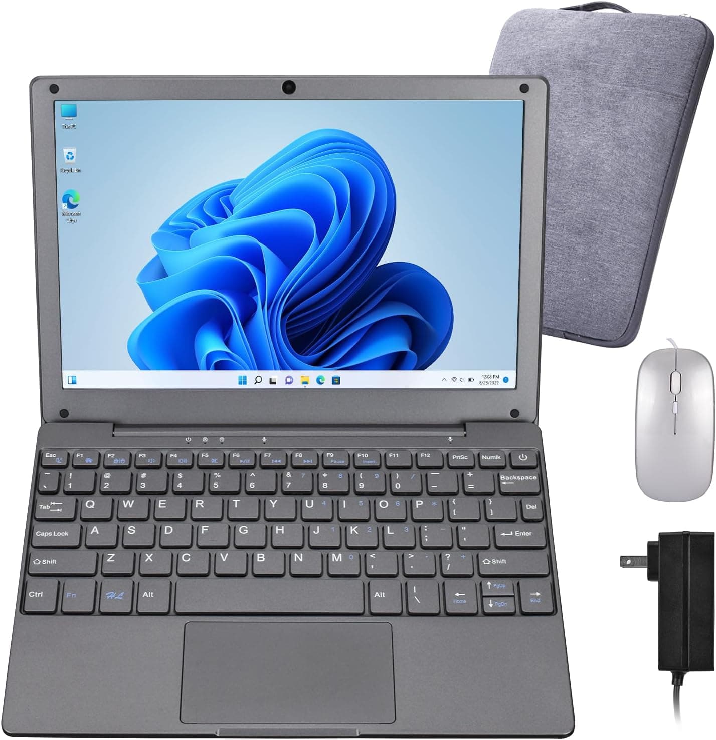 Mini Laptop 10.1 hüvelykes 8 GB RAM 128 GB SSD, IPS kijelző Intel Celeron N4020 processzorral, könnyű és nagy teljesítményű Windows 11