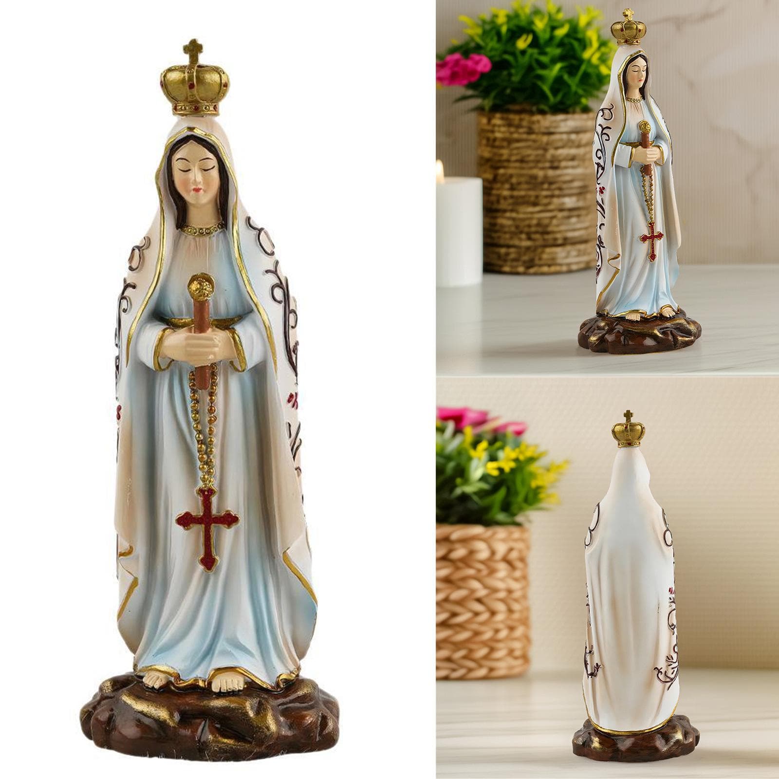 Gyanta Fatima Szűz Mária Szobor Kézzel Festett Hosszú Ideig Kijelzésre Katolikus És Keresztény Hit Templom Díszítés