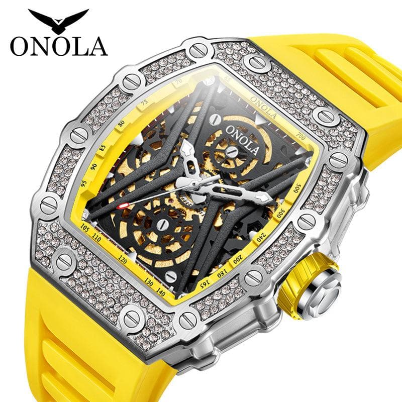 ONOLA ON3828D divatos sport teljesen automata mechanikus óra férfi szilikon szíjas vízálló óra