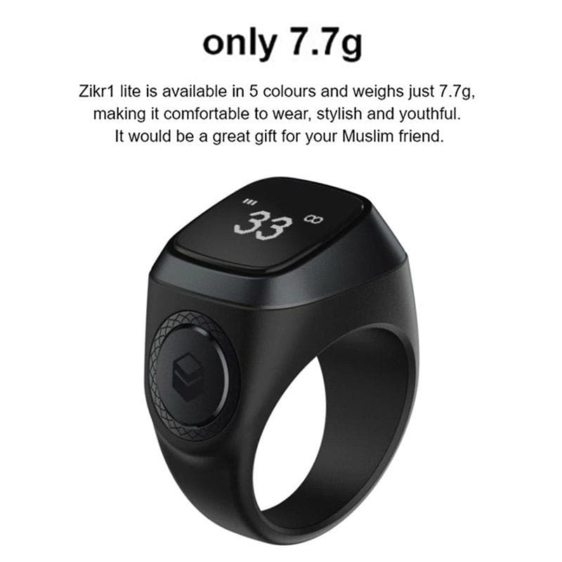 Intelligens Tasbih Tally számlálógyűrű muszlimoknak Zikr Digital Tasbeeh 5 imaidő emlékeztető Bluetooth