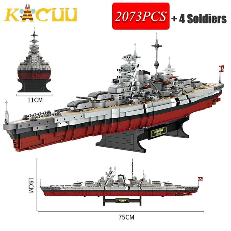 2073DB Bismarck Csatahajó Építőkockák Klasszikus MOC Kockák Modell Készlet Játékok Gyűjtemény Asztali Díszek Gyerek Felnőtt Ajándékok