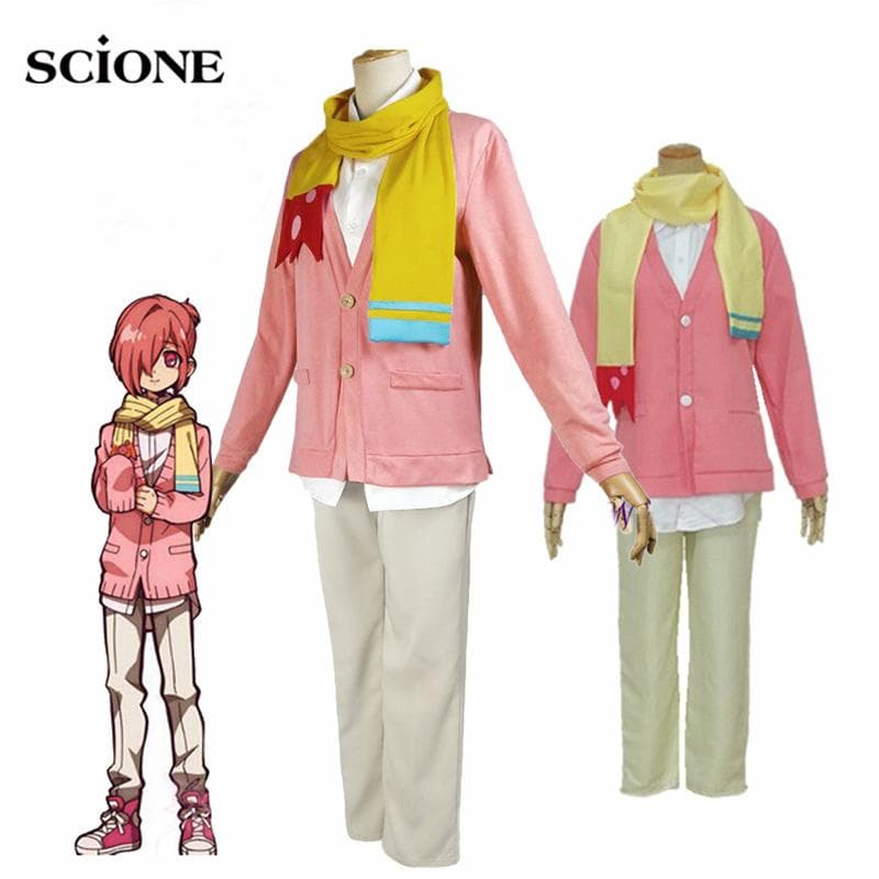 Anime jelmez 3db szettek Mitsuba Sousuke Cosplay Anime Jibaku Shounen WC-kötve Hanako kun Cosplay jelmez rózsaszín paróka egyenruha cm