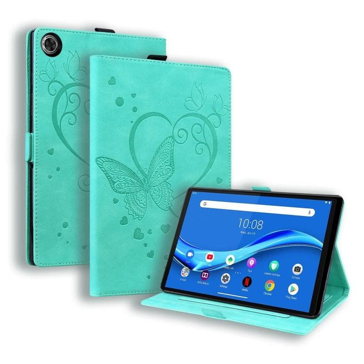 Lenovo Tab M10 Plus TB-X606F TB-X606X Love Butterfly mintás vízszintes kihajtható bőrtokhoz tartóval lila