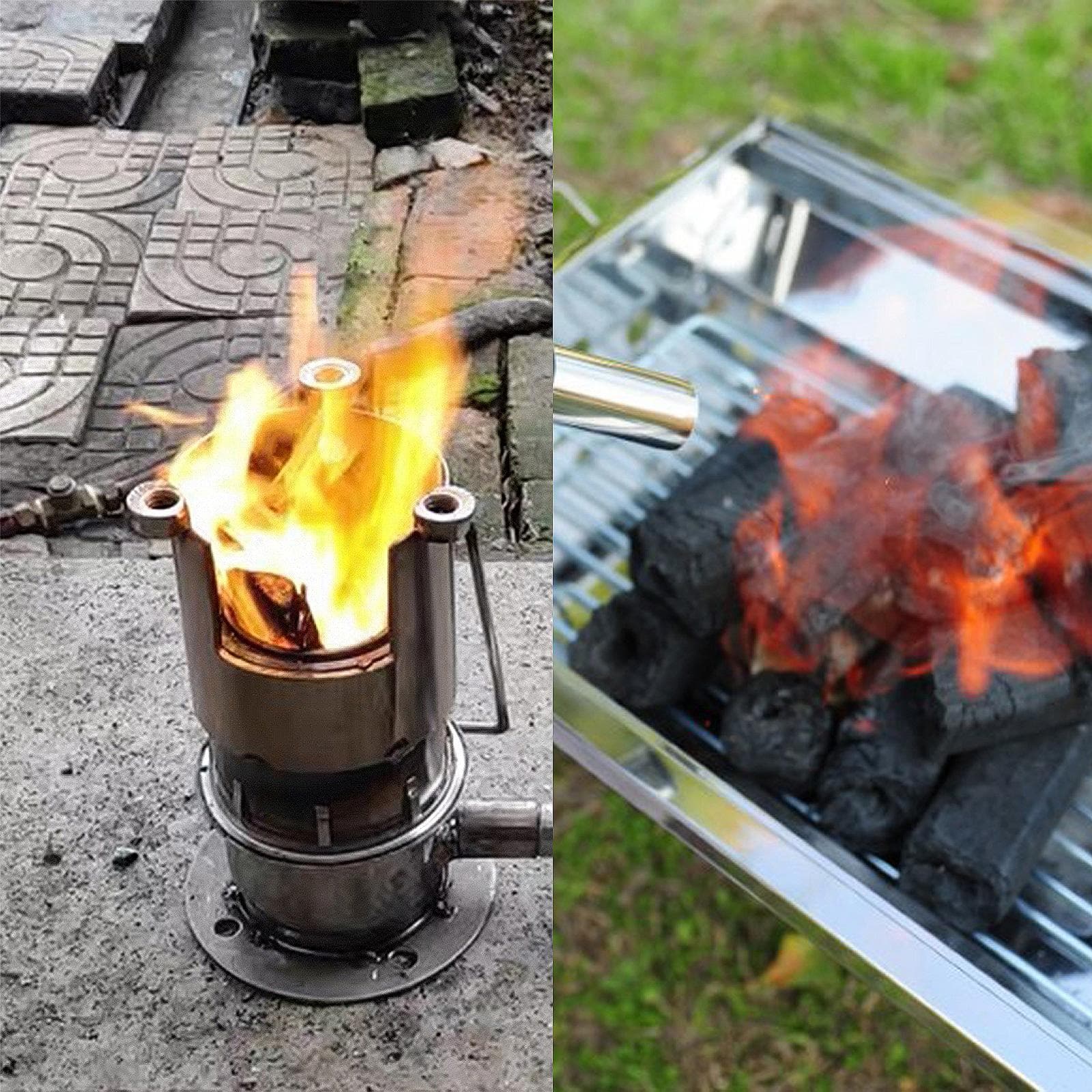 USB 5V kettős ventilátor BBQ ventilátor állítható sebességű főzés ventilátor grillventilátor faszén indító kempingezéshez rozsdamentes