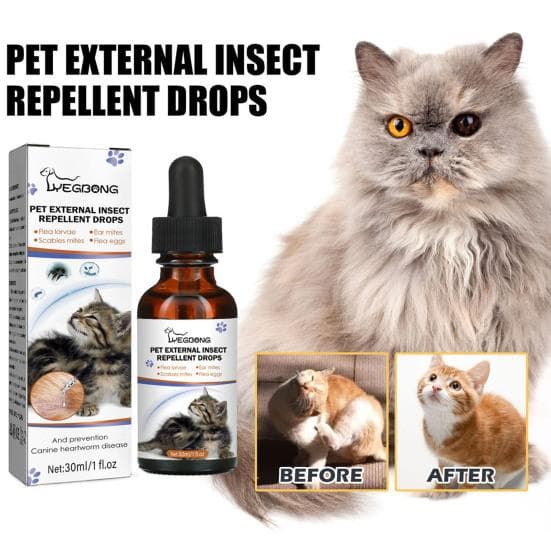 30 ml Kisállat Rovarriasztó Cseppek Mondj búcsút a bolháknak kullancsoknak Természetes Kíméletes Hatékony Kutyák Macskák Rovarirtás