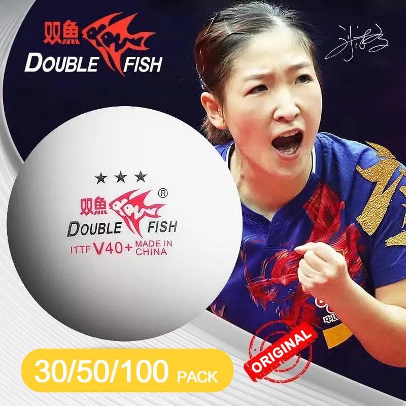 DOUBLE FISH V40+ eredeti 3 csillagos ping-pong labdák varrással ABS új anyagú asztalitenisz labdák ITTF jóváhagyással