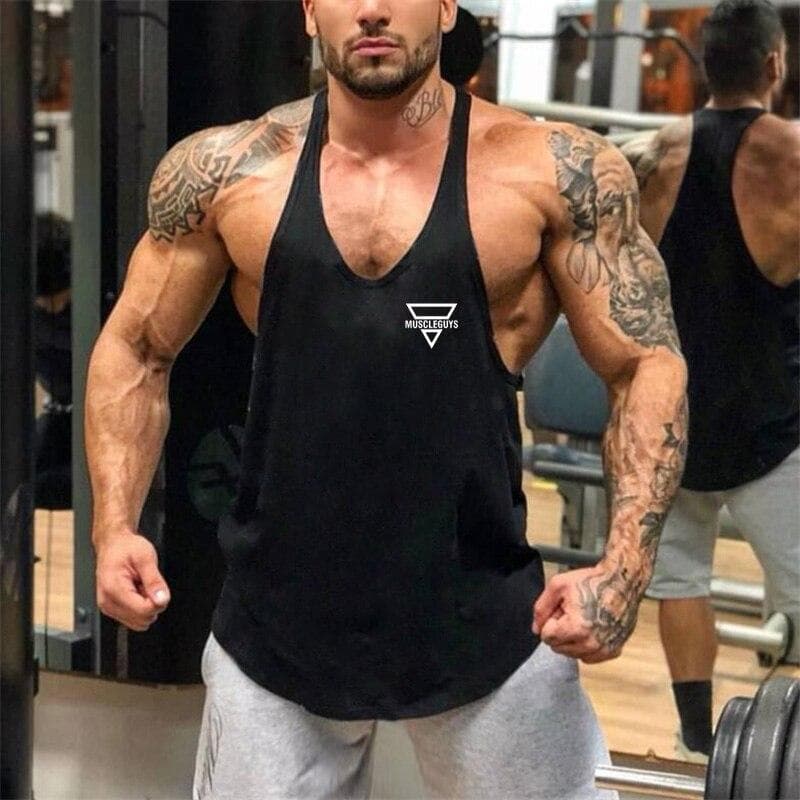 Férfi pamut fitnesz mellény, kerek nyakú sportedzés tank felső izom testépítő ujjatlan póló stringer szinglet cm szürke szín