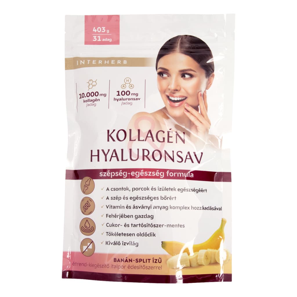 Interherb Kollagén Hyaluronsav banán-split ízű italpor 403 g 31 adag