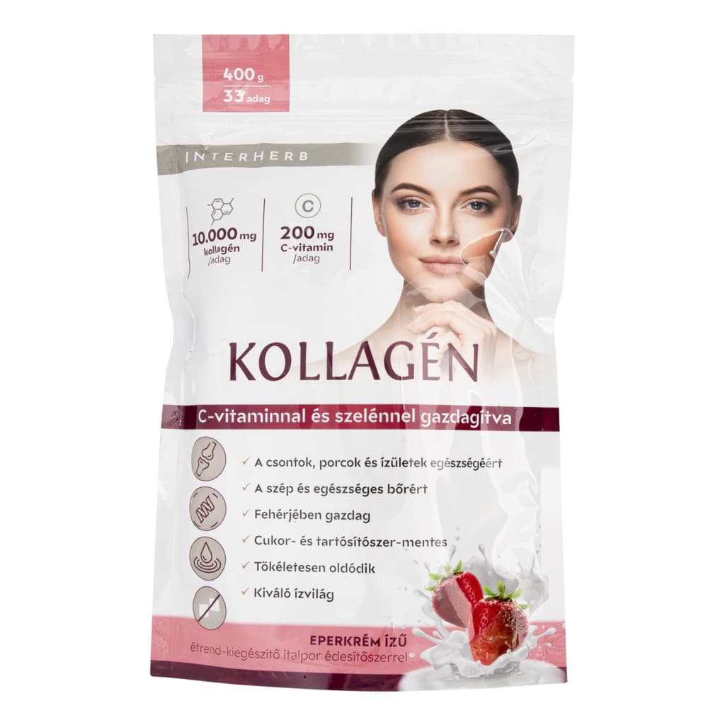 Interherb Kollagén italpor - eper 400 g 33 adag