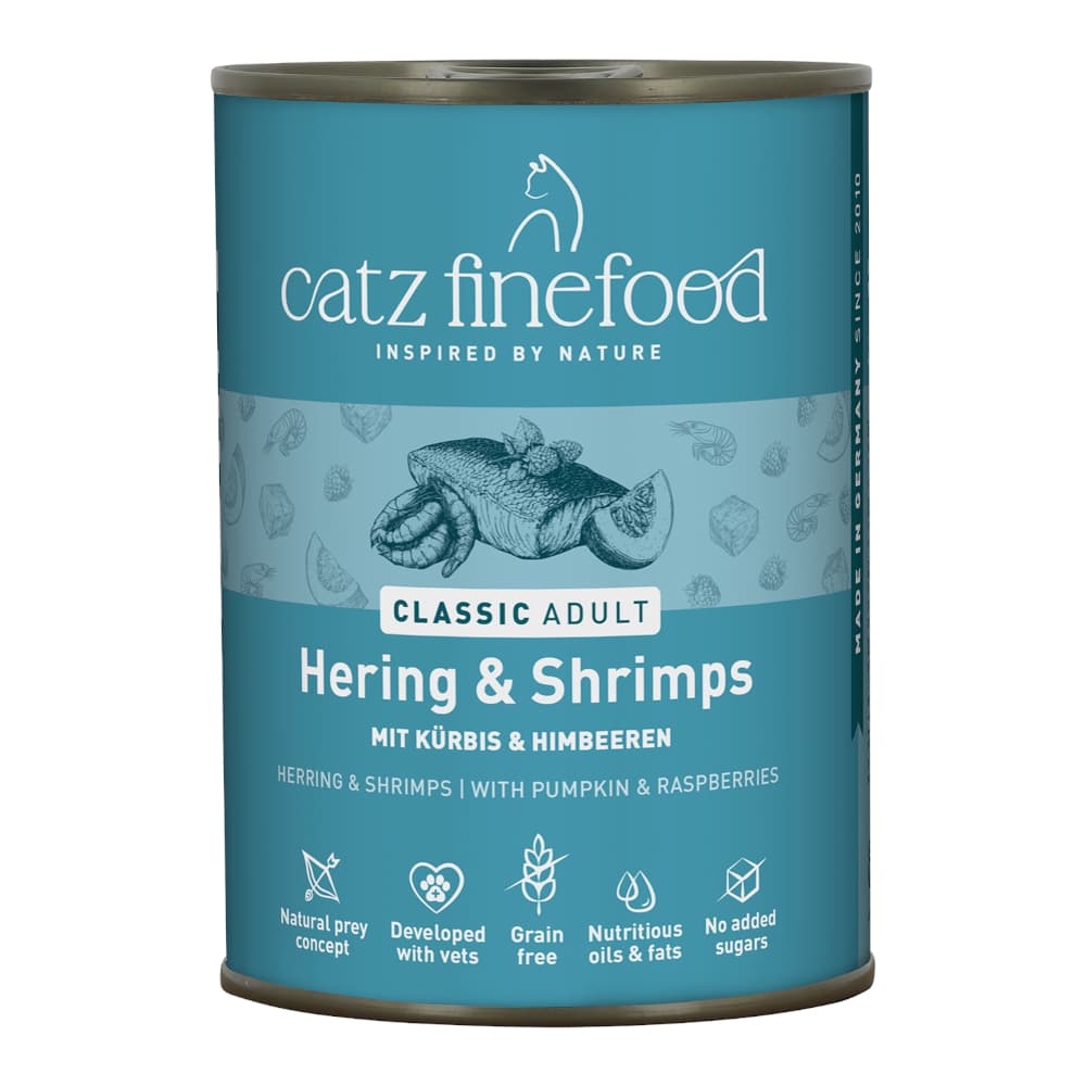 12x400g catz finefood Hering & garnéla nedves macskatáp