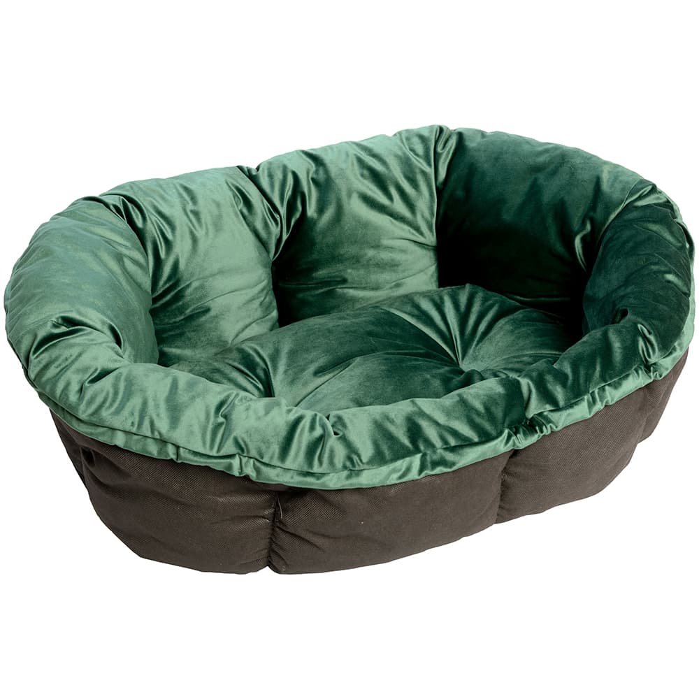 Sofà ágybetét Ferplast Siesta Deluxe kutyakosárhoz, zöld bársony, 4-es méret: H 64 x Sz 48 x M 25 cm