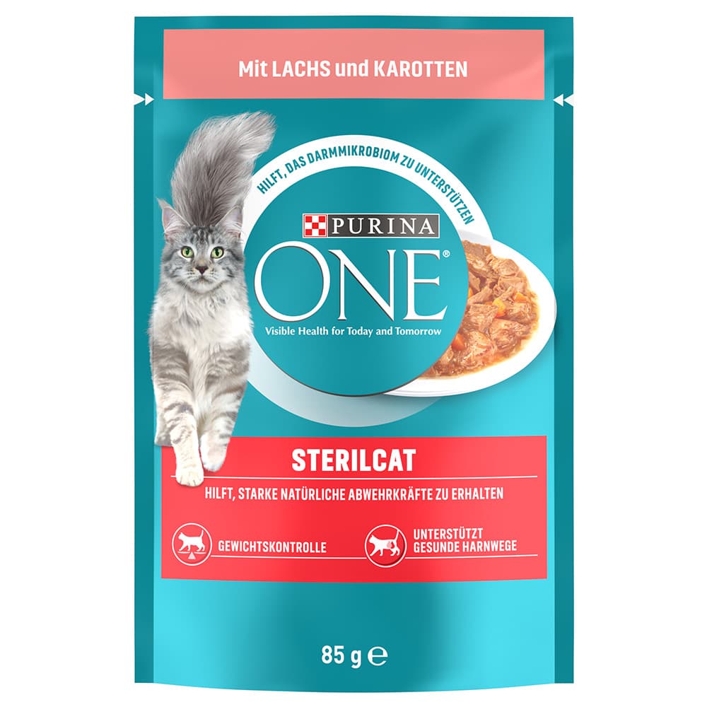 13x85g PURINA ONE SterilCat lazac & sárgarépa nedves macskatáp