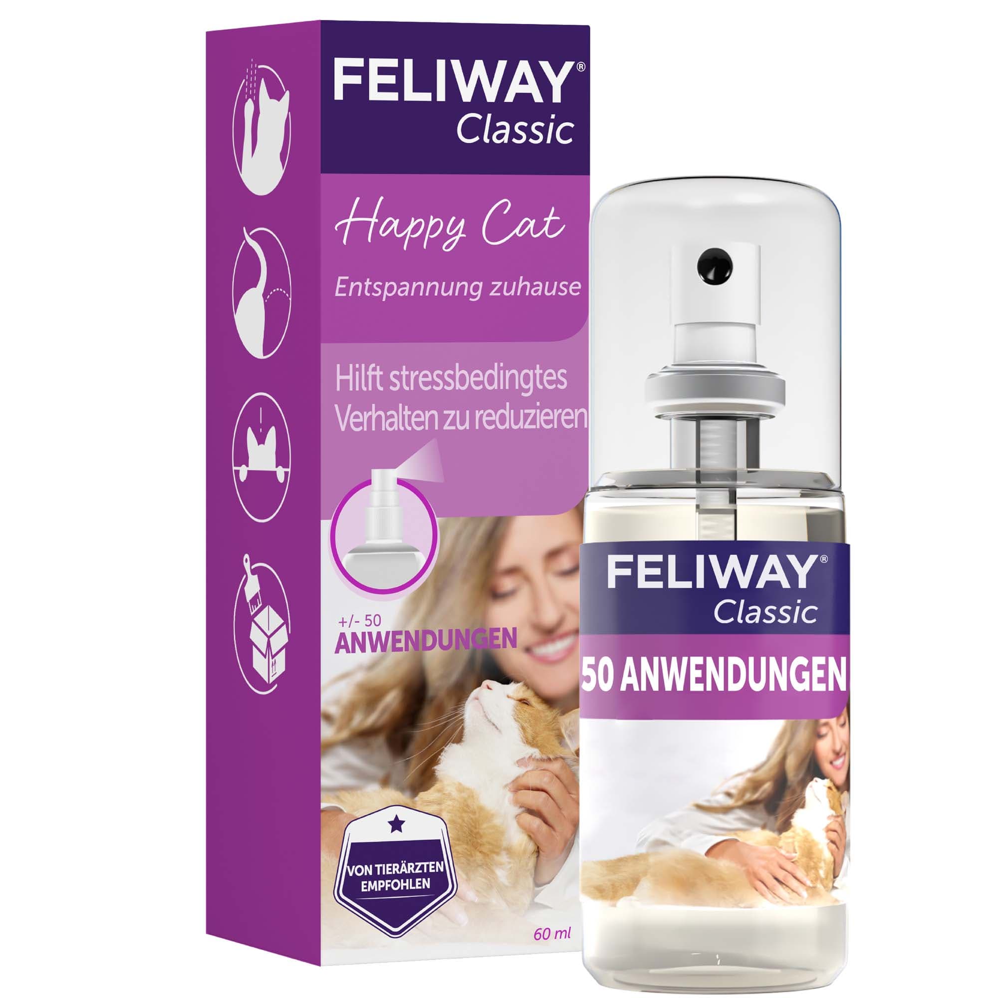 2x60ml Feliway Classic környezeti spray macskáknak nyugtatáshoz