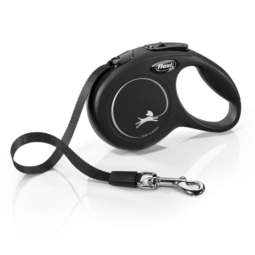 flexi Classic szalagpóráz kutyáknak, XS, fekete, 3m, max. 12kg