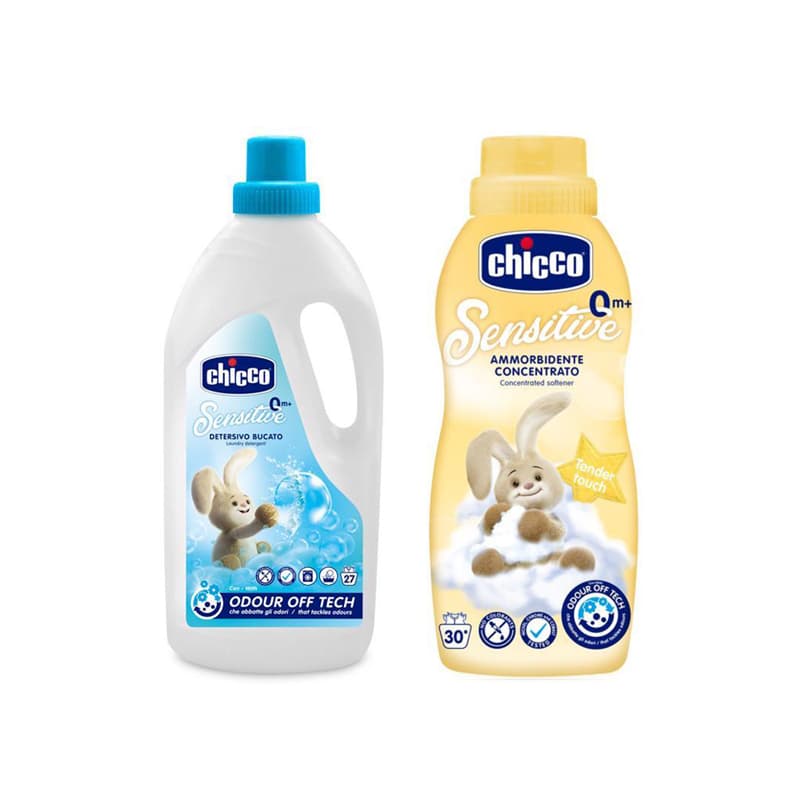 CHICCO Mosószer gyerekeknek Sensitive 1,5 l + Öblítő konc. Gyengéd érintés 750 ml