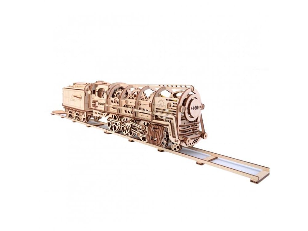 Ugears 3D fa mechanikus modell Vasúti gőzmozdony 4-6-0 szerkocsival