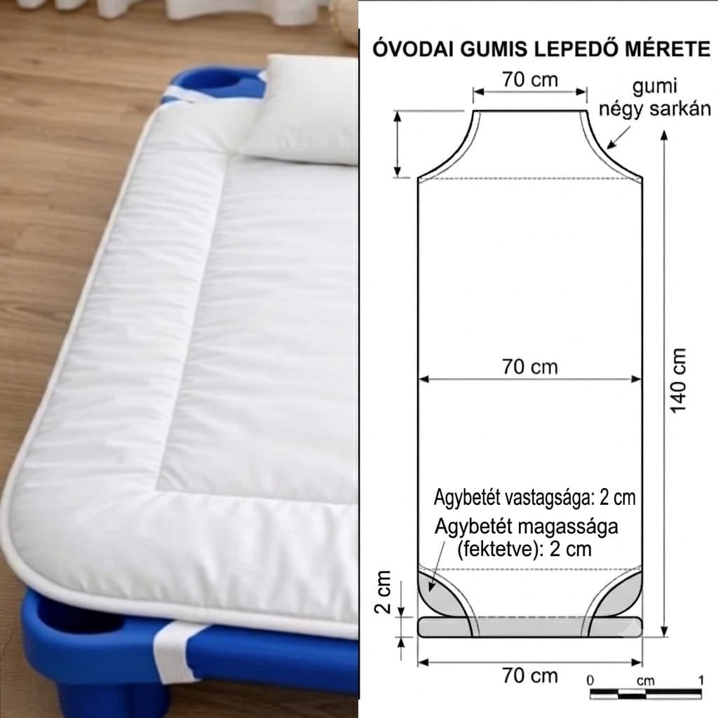 Óvodai bélelt lepedő 70x140 cm (választható vízálló PUL réteggel)
