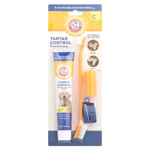 Arm & Hammer, Tartar Control, Dental Kit For Dogs, Banana Mint, 4 Piece Kit