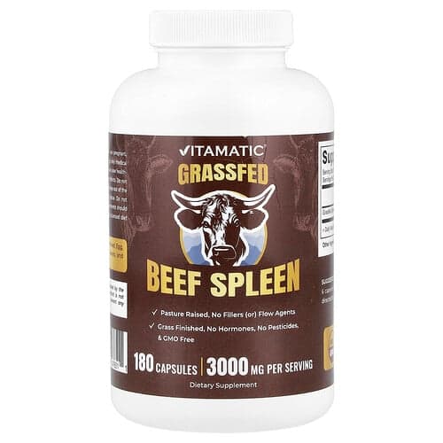 Vitamatic, Grassfed Beef Spleen, 180 Capsules (500 mg per Capsule)