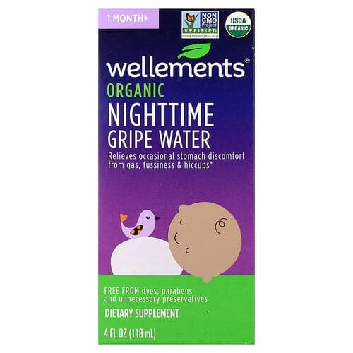 Wellements, Organic Nighttime Gripe Water, 1 Month+, 4 fl oz (118 ml)