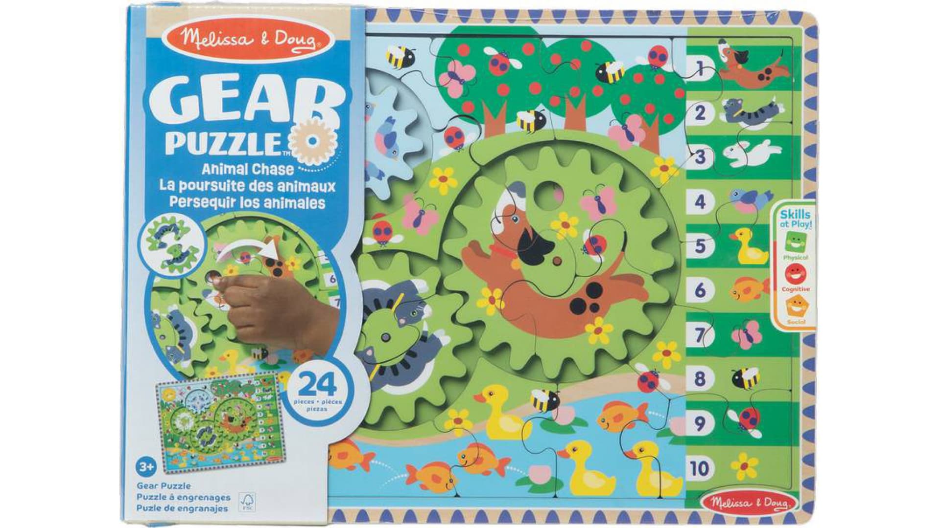 Melissa & Doug fa puzzle forgó fogaskerekekkel háziállatok 24 darabos