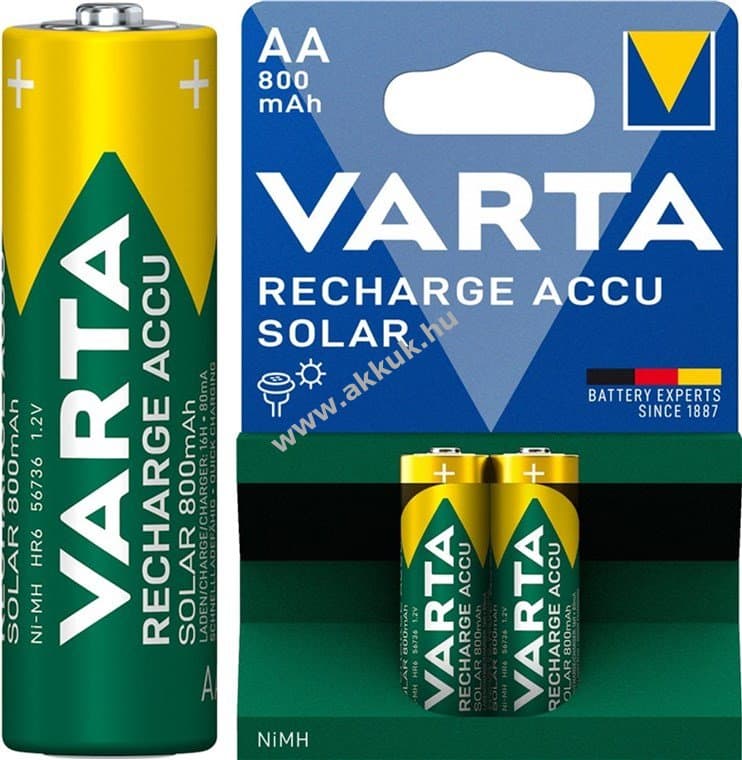 Varta Solar Rechargeable Recharge Accu AA Mignon ceruza HR6 (56736) akku 1,2V 800mAh 2db/csomag NiMH