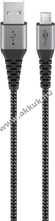 Goobay Textile Cable Micro-USB-USB-A textilkábel 2m 2,1A 10,5W spacegrau/ezüst