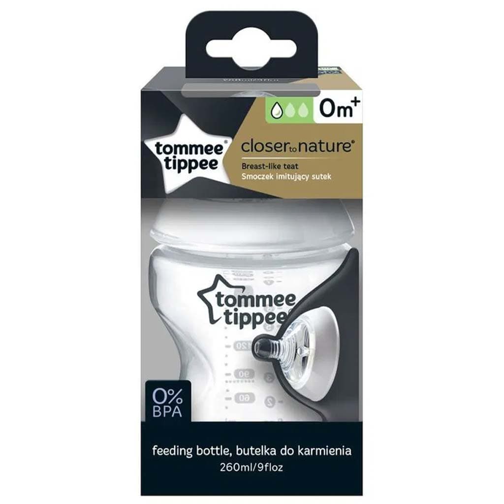 Tommee Tippee: Closer To Nature átlátszó cumisüveg 260ml (0 hó+)