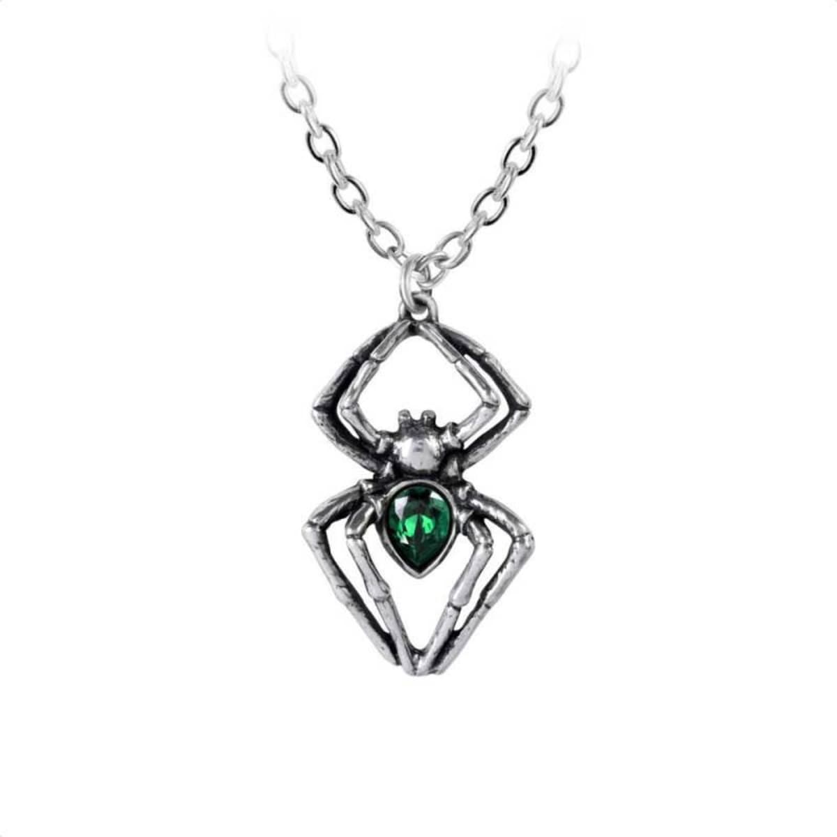 ALCHEMY GOTHIC nyakörv - Emerald Spiderling - Pewter