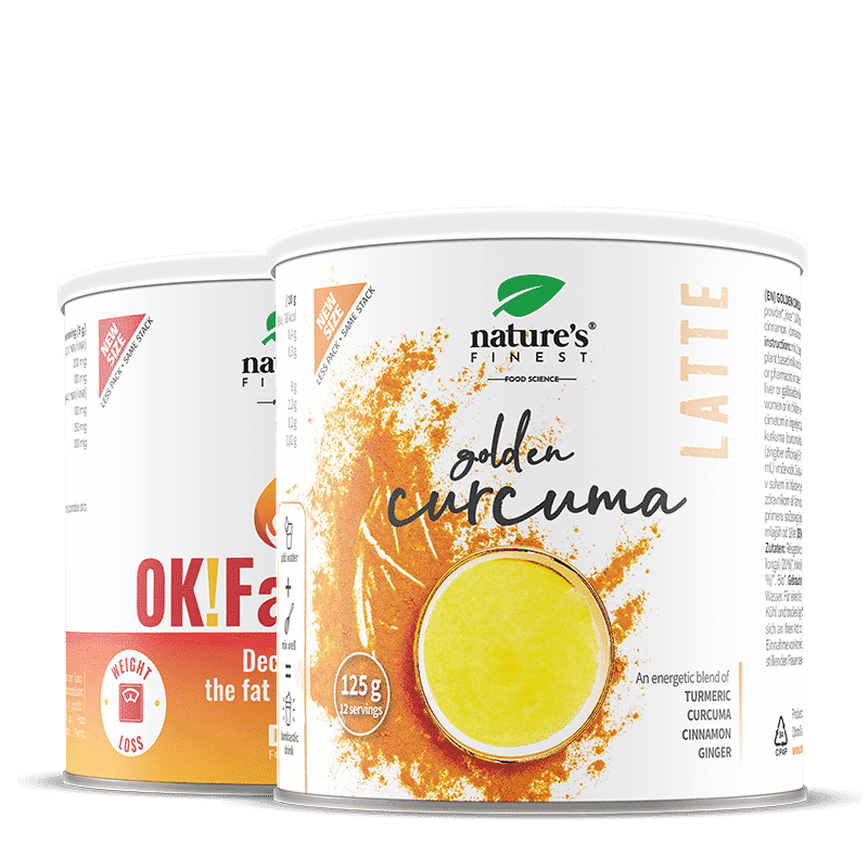 Golden Curcuma Latte + OK!FatBurn | zsír- és szénhidrát-anyagcsere támogatás | kurkumás latte emésztésre és energiára | ID-alG tengeri alga