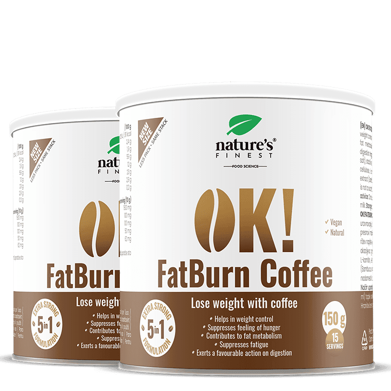 Nature's Finest OK!FatBurn Coffee | funkcionális fogyókávé étvágykontrollhoz | L-karnitin + guarana az anyagcseréért és energiáért