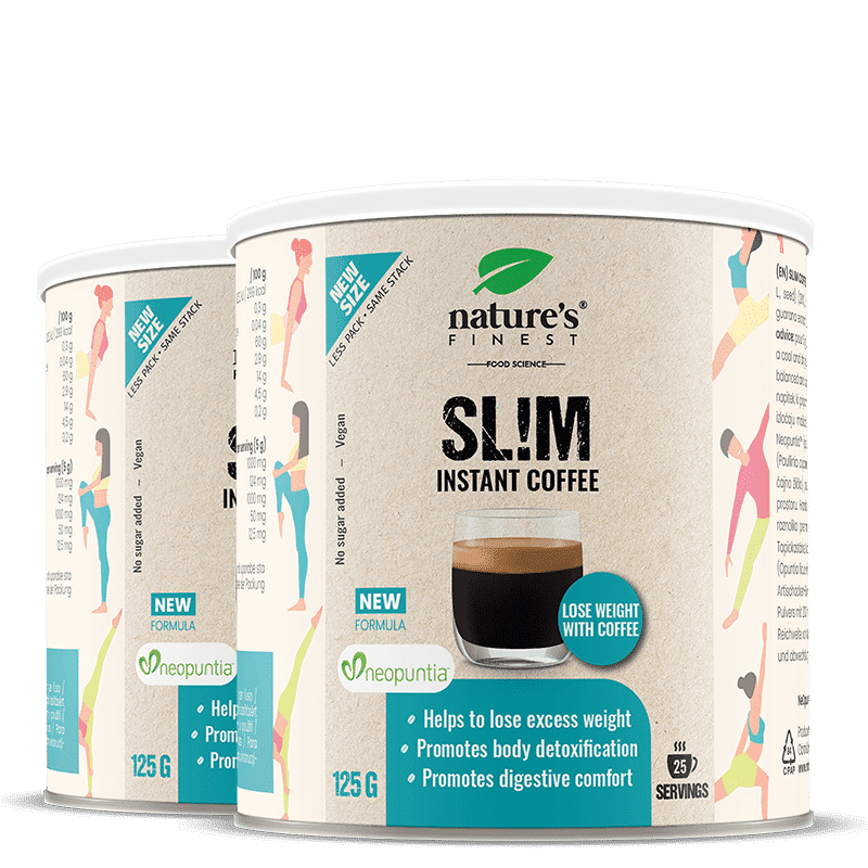 Slim Coffee | Fogyasztó kávé | Étvágycsökkentő hatás | Neopuntia | Csökkenti a zsírt és cukrot | Prémium Arabica | Nincs hozzáadott cukor