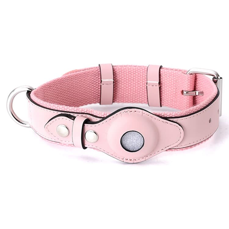 PROTEMIO PET GUARD Bőr nyakörv tokkal Apple AirTag MÉRET: L - rózsaszín