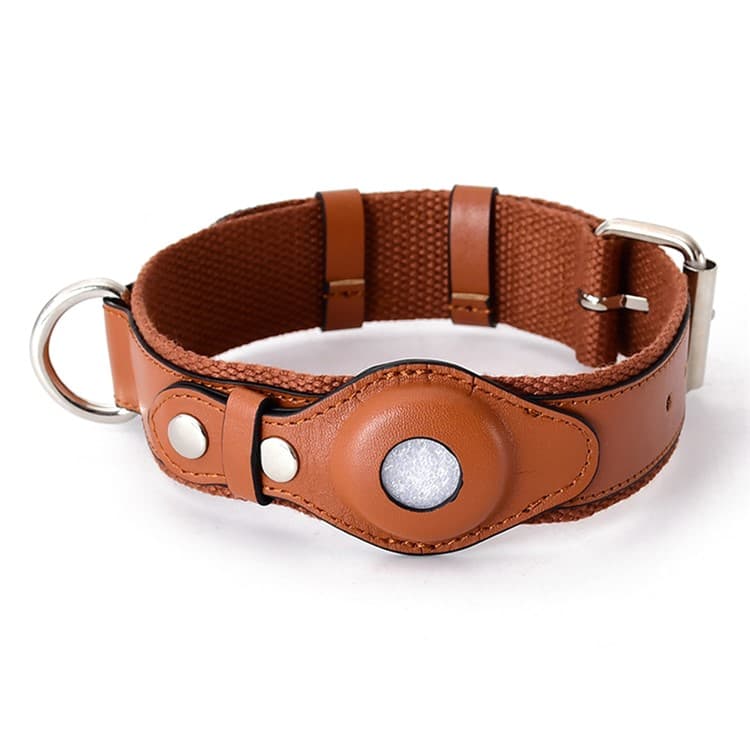 PROTEMIO PET GUARD Bőr nyakörv Apple AirTag tartóval MÉRET: L - barna