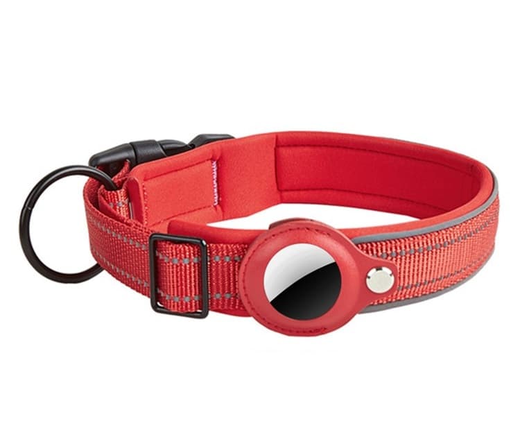 PROTEMIO GLOWY PAW Fényvisszaverő nyakörv Apple AirTaghez MÉRET: L - piros