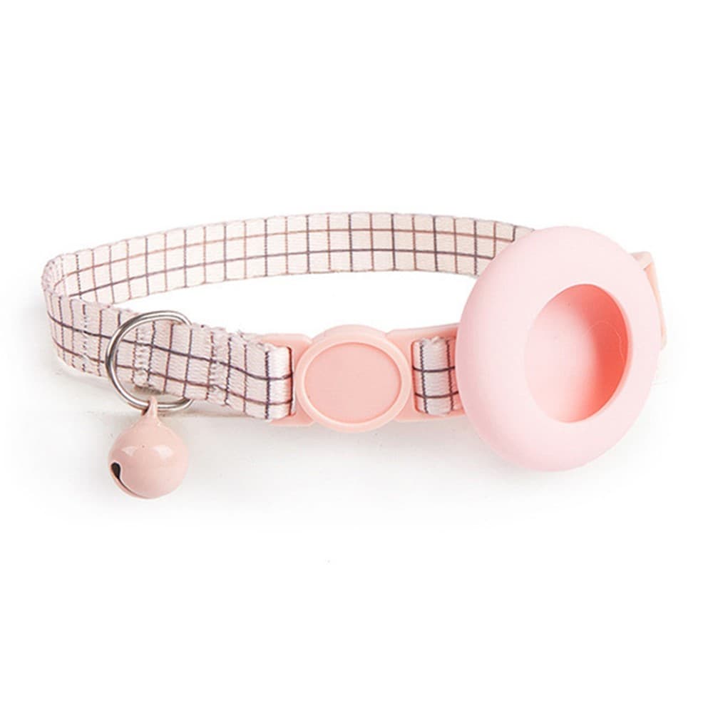 PROTEMIO JINGLY PAW Nyakörv csengővel és tokkal Apple AirTag PINK GRID készülékhez