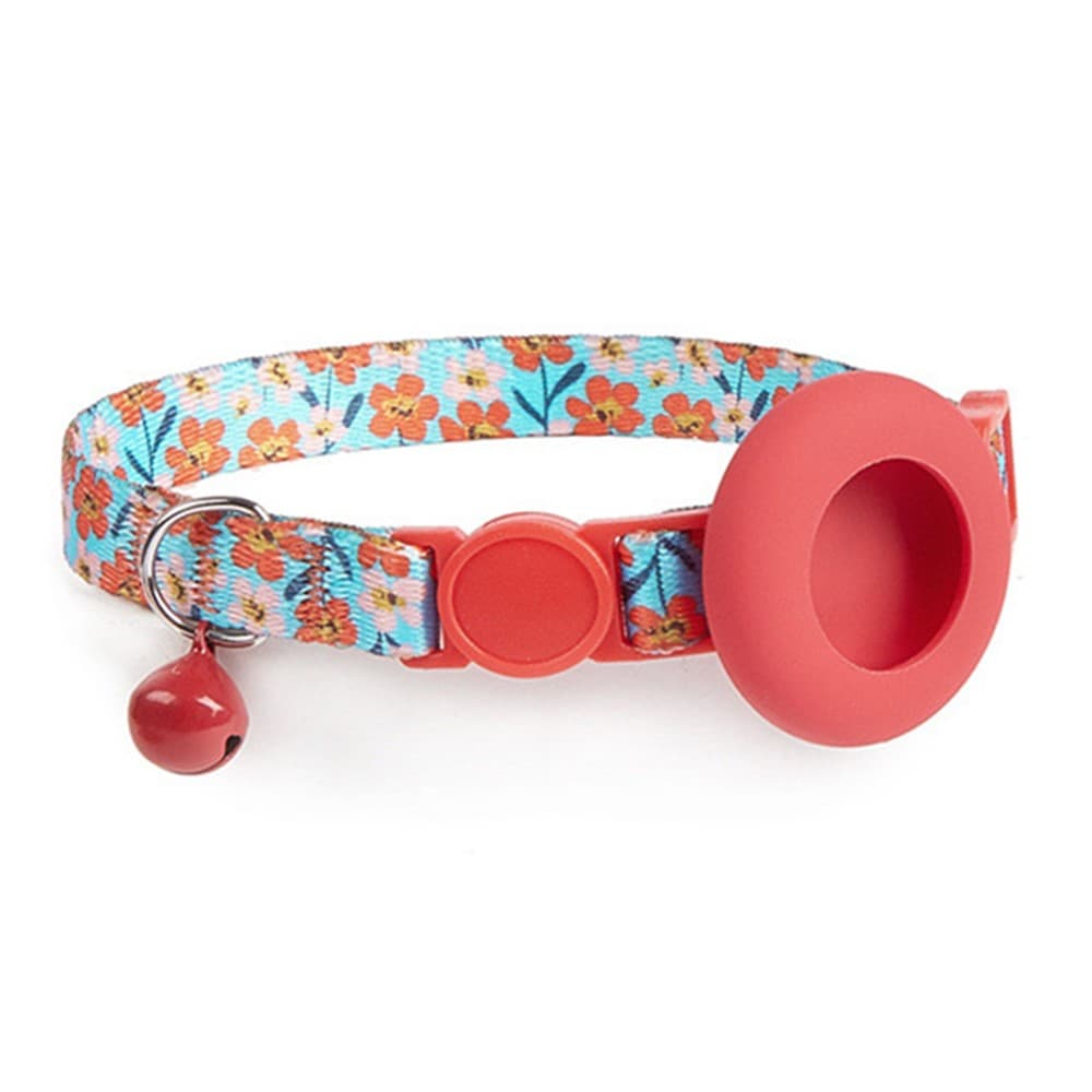 PROTEMIO JINGLY PAW Nyakörv csengővel és tokkal Apple AirTag RED FLOWER eszközhöz