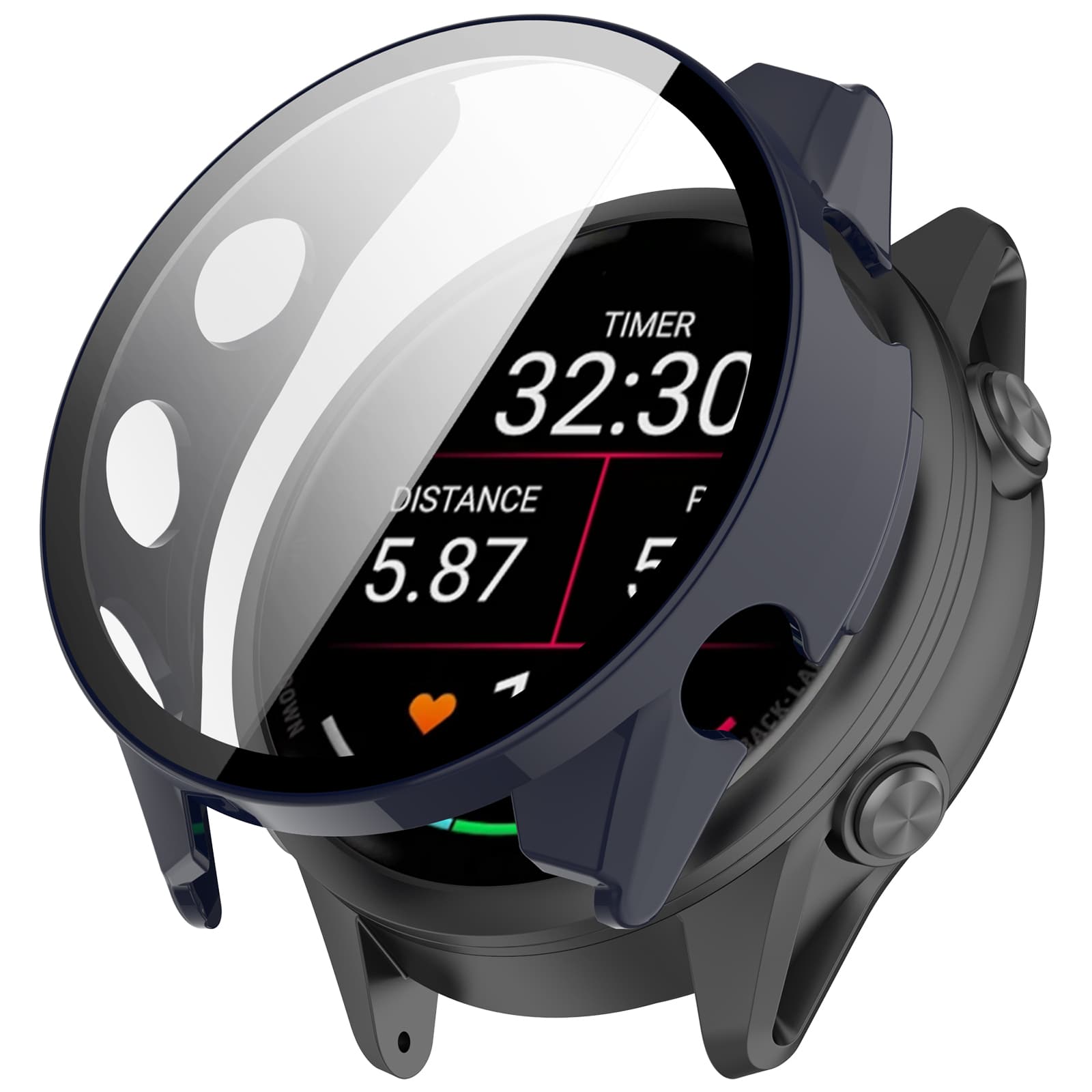 PC FULL COVER Műanyag tok üveggel Garmin Forerunner 570 42mm kékhez