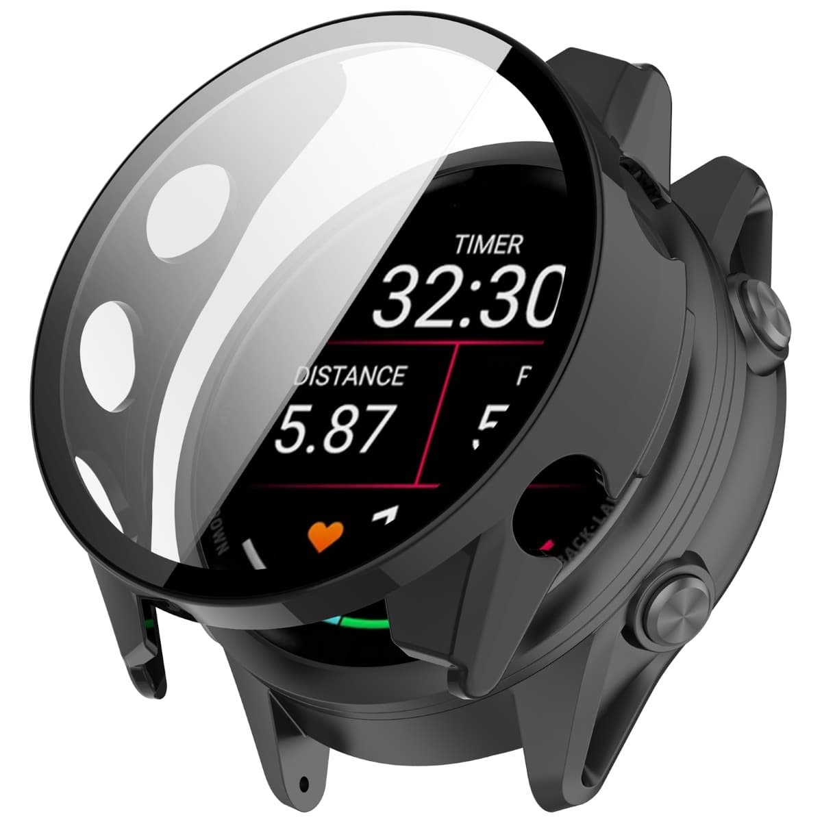 PC FULL COVER Műanyag tok üveggel Garmin Forerunner 570 42mm fekete