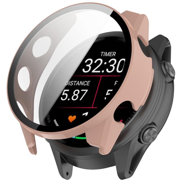 PC FULL COVER Műanyag védőtok üveggel Garmin Forerunner 970 rózsaszínhez