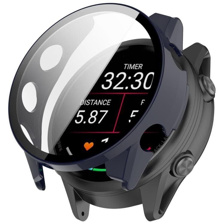PC FULL COVER Műanyag tok üveggel Garmin Forerunner 970-hez sötétkék
