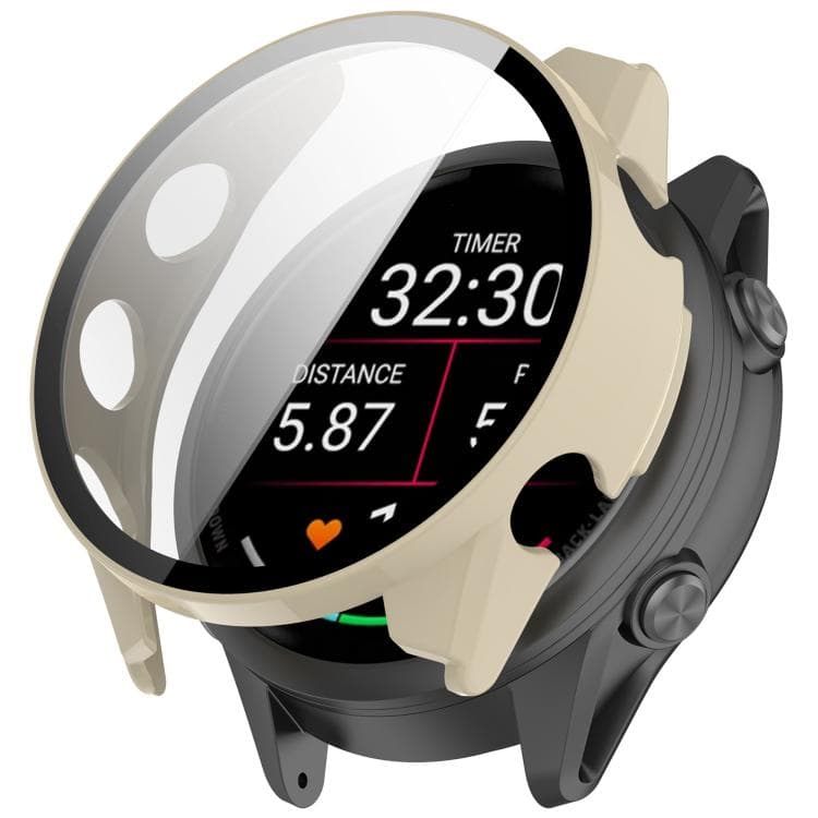 PC FULL COVER Műanyag tok üveggel Garmin Forerunner 970 IVORY WHITE készülékhez