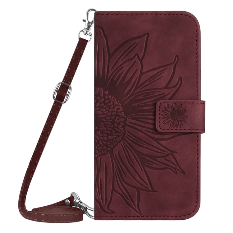 ART SUN FLOWER pénztárca tok szíjjal Motorola Moto G54 5G / G54 5G Power Edition bordó