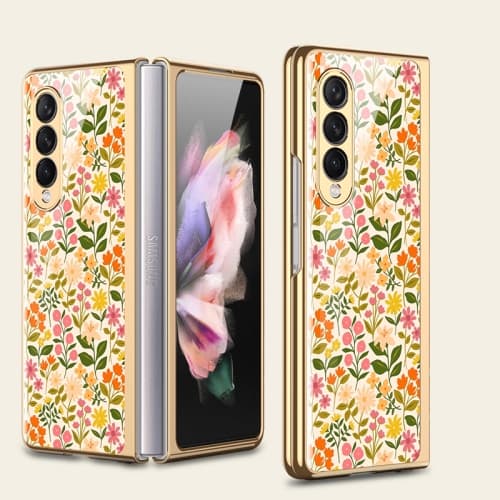 GKK GLASS Védőburkolat Samsung Galaxy Z Fold 3 5G YELLOW FLORA L