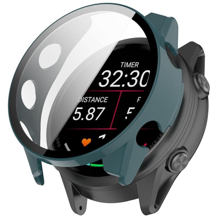 PC FULL COVER Műanyag védőtok üveggel Garmin Forerunner 970 sötétzöld
