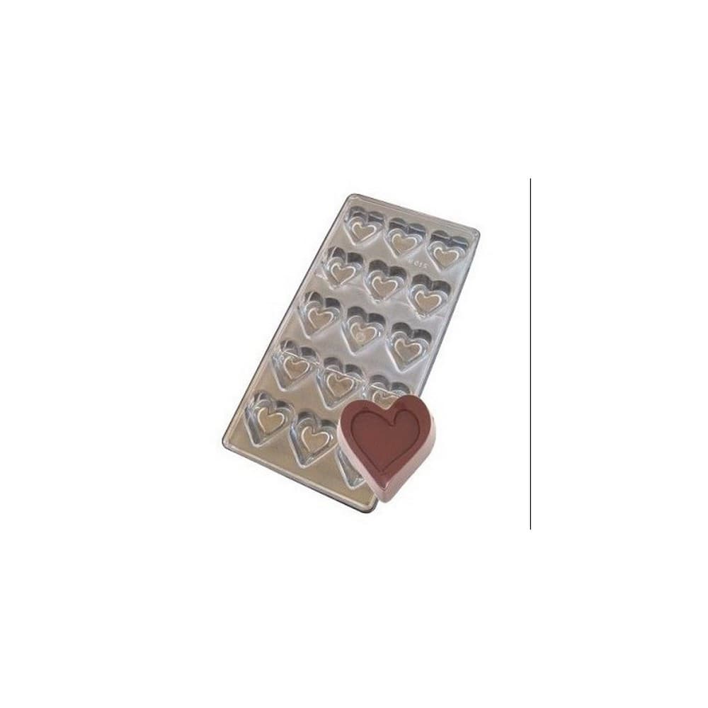 Dupla szív bonbon forma, polikarbonát, 15 db-os, 27,5×13,5 cm