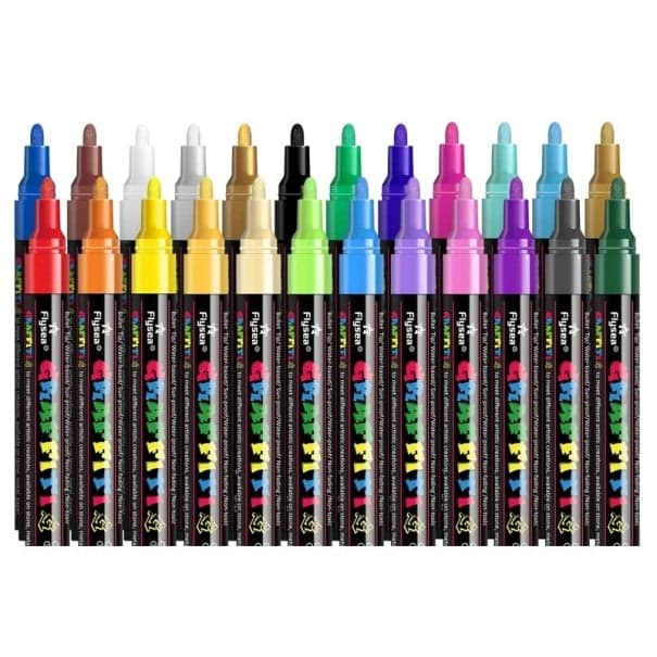 24 darabos akril graffiti tollkészlet 14,2 cm Közepes hegy 1,8-2,5 mm Textilhez, Vászonhoz, Üveghez, Kőhöz, Fához Művészi barkács alkotás