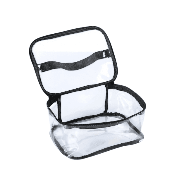 Átlátszó vízálló cipzáras táska 23 x 17 x 11 cm Tárolótáska játékokhoz Kozmetikumokhoz Ruhákhoz Utazási szervező PVC-ből