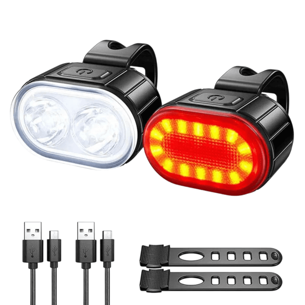 Első fehér és hátsó piros LED-es kerékpárlámpa USB újratölthető lámpakészlet Vízálló kerékpárlámpák IPX5 biztonsági